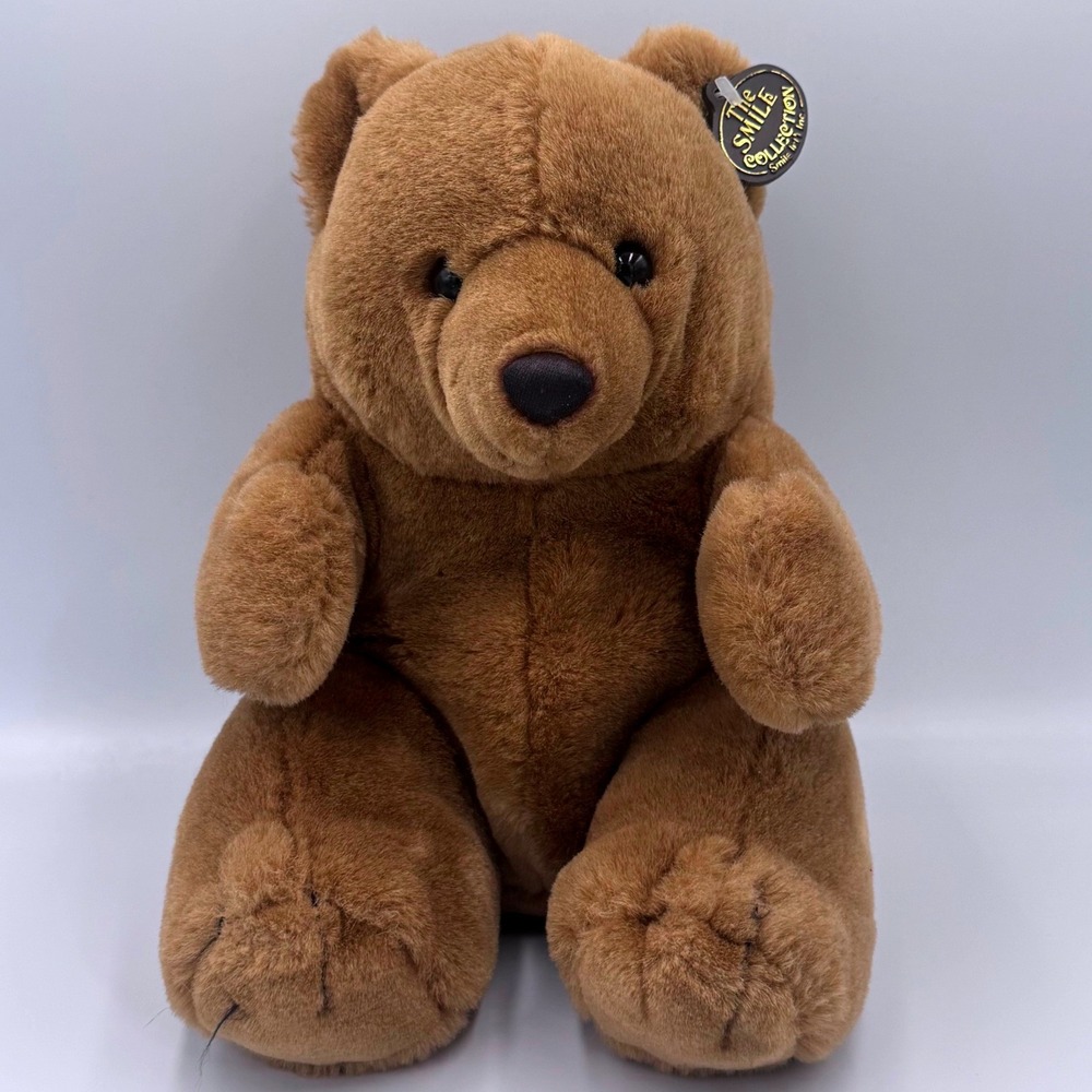 Vintage 1983 NWT World of Smile Brown Plush Teddy Bear The Smile Collection 10in